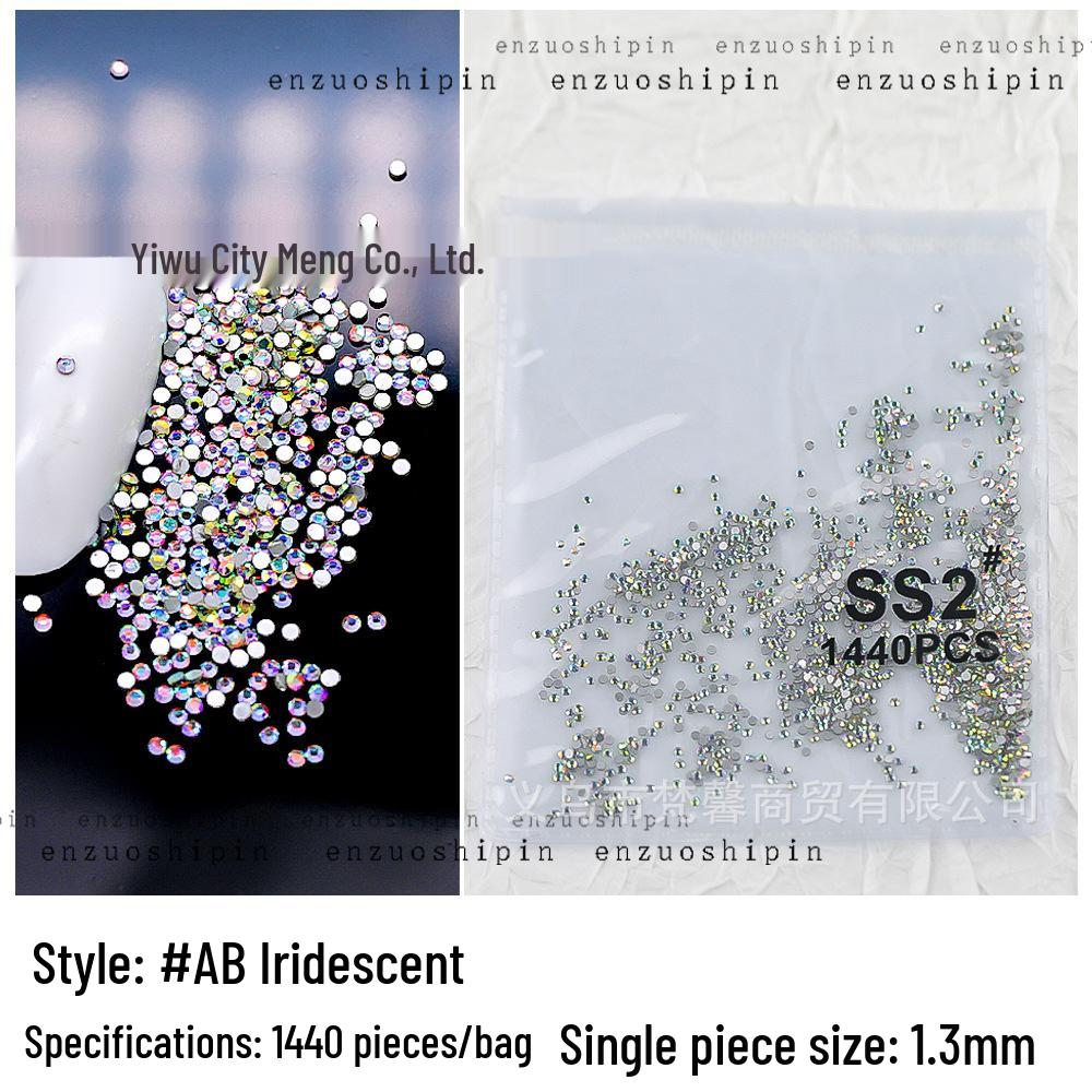 Super Shiny Nail Art Rhinestones: Clear White AB Color, Flat-Back, Various Sizes Round Decorations