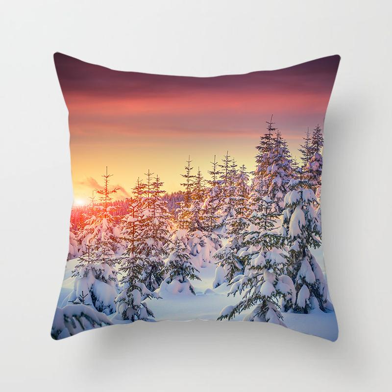 Natural Landscape Printing Pillowcase Sofa Car Decoration Office Seat Cushion Cover Room Bedside Home Decoration 45x45cm