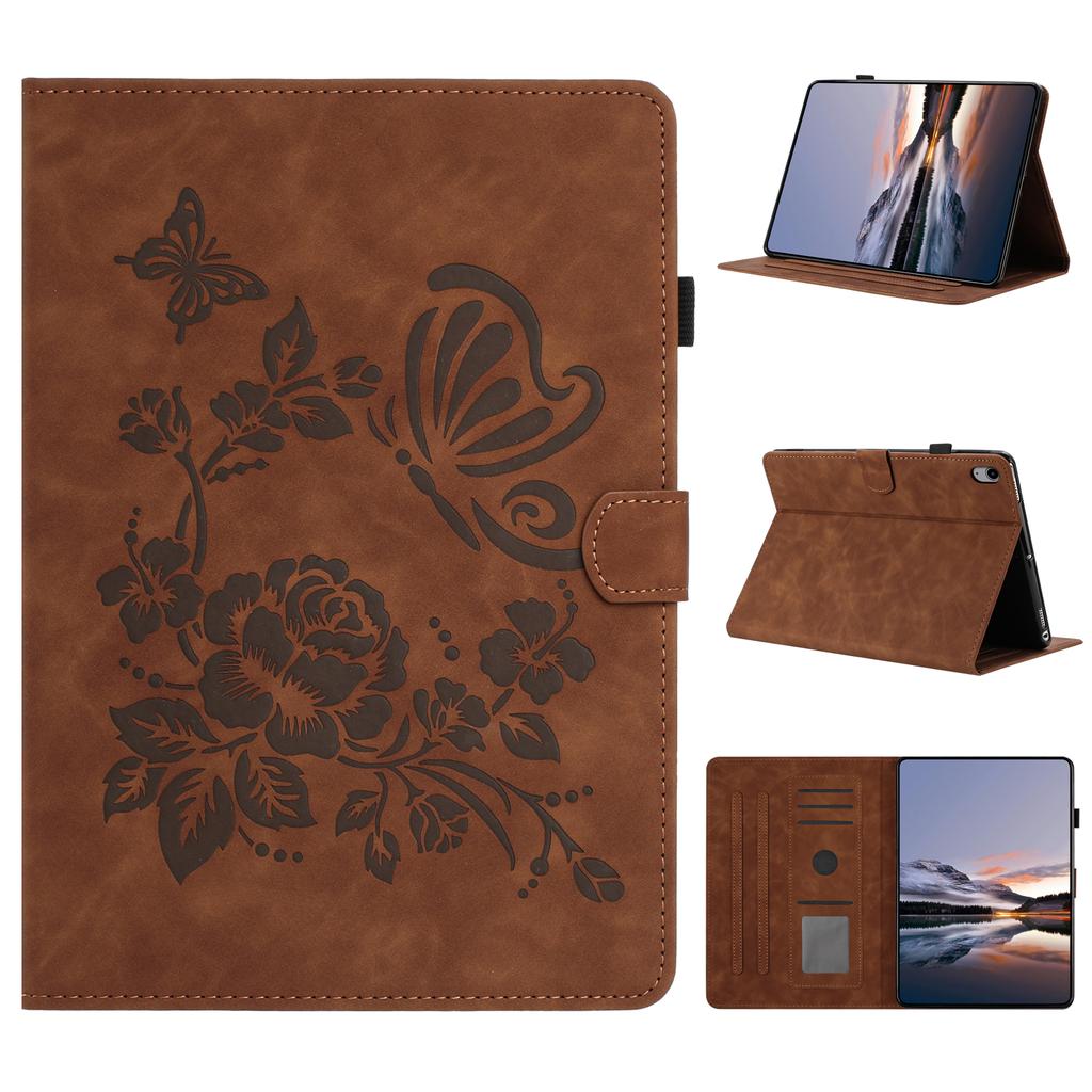 For Samsung Galaxy Tab S11 Case Card Holder Stand Butterfly Floral Imprinted Leather Tablet Cover