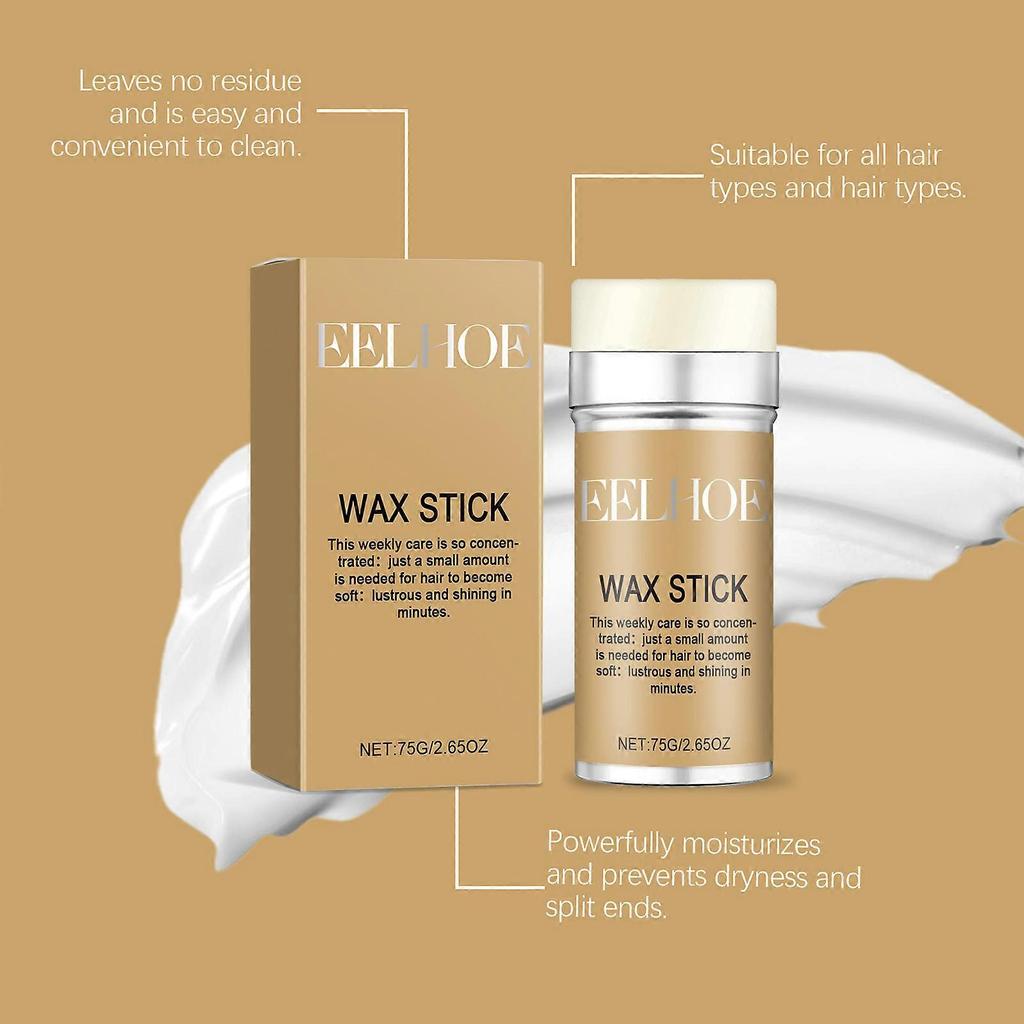 Hair wax stick, hair styling wax, anti-frizz hair care wax, natural luster solid shape portable hair wax