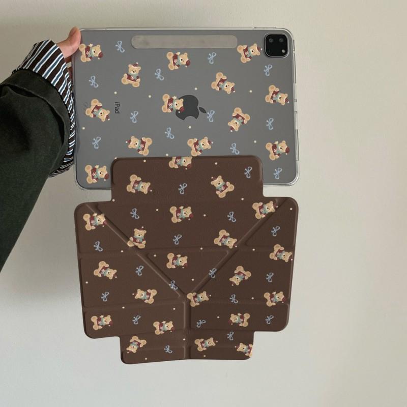 Cartoon Bear Bow Case IPad Air Pro Mini 10th Gen With Stand Sleep Function TPU Hard Shell Side Magnetic Detachable