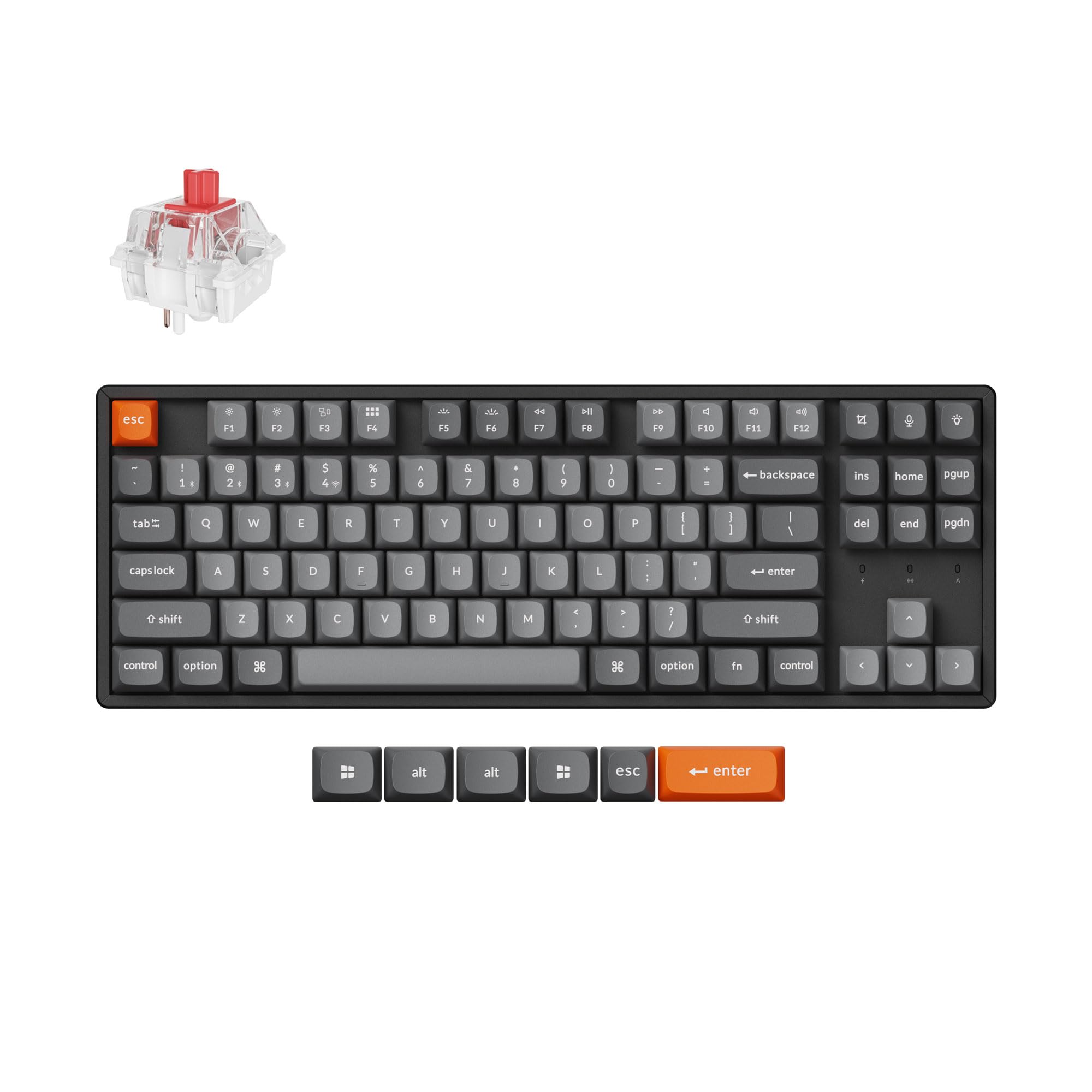

Keychron K8 Max QMK Wireless Custom Mechanical Bluetooth Wireless QMK Aluminum US RGB Super Compatible with and Linux Super Mechanical Red Switches