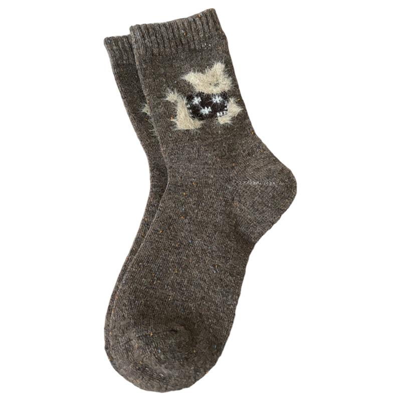 Wool socks autumn and winter tube socks Japanese warm winter cute cartoon dressing puppy stacking socks