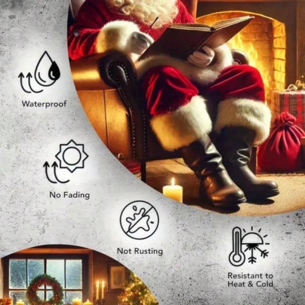 Vintage Santa Fireplace Metal Sign Iron Christmas Holiday Home Decor