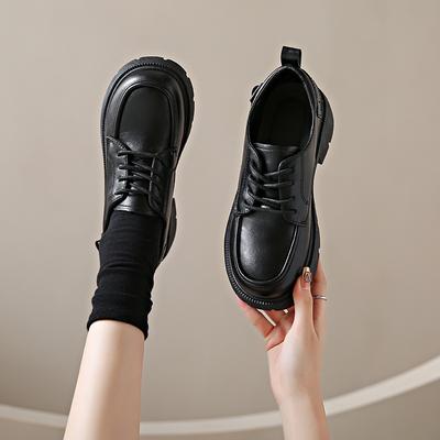 New Loafers Women's Shoes Leather Surface Spring Solid Color Heightened Platform Student Fashion Campus
