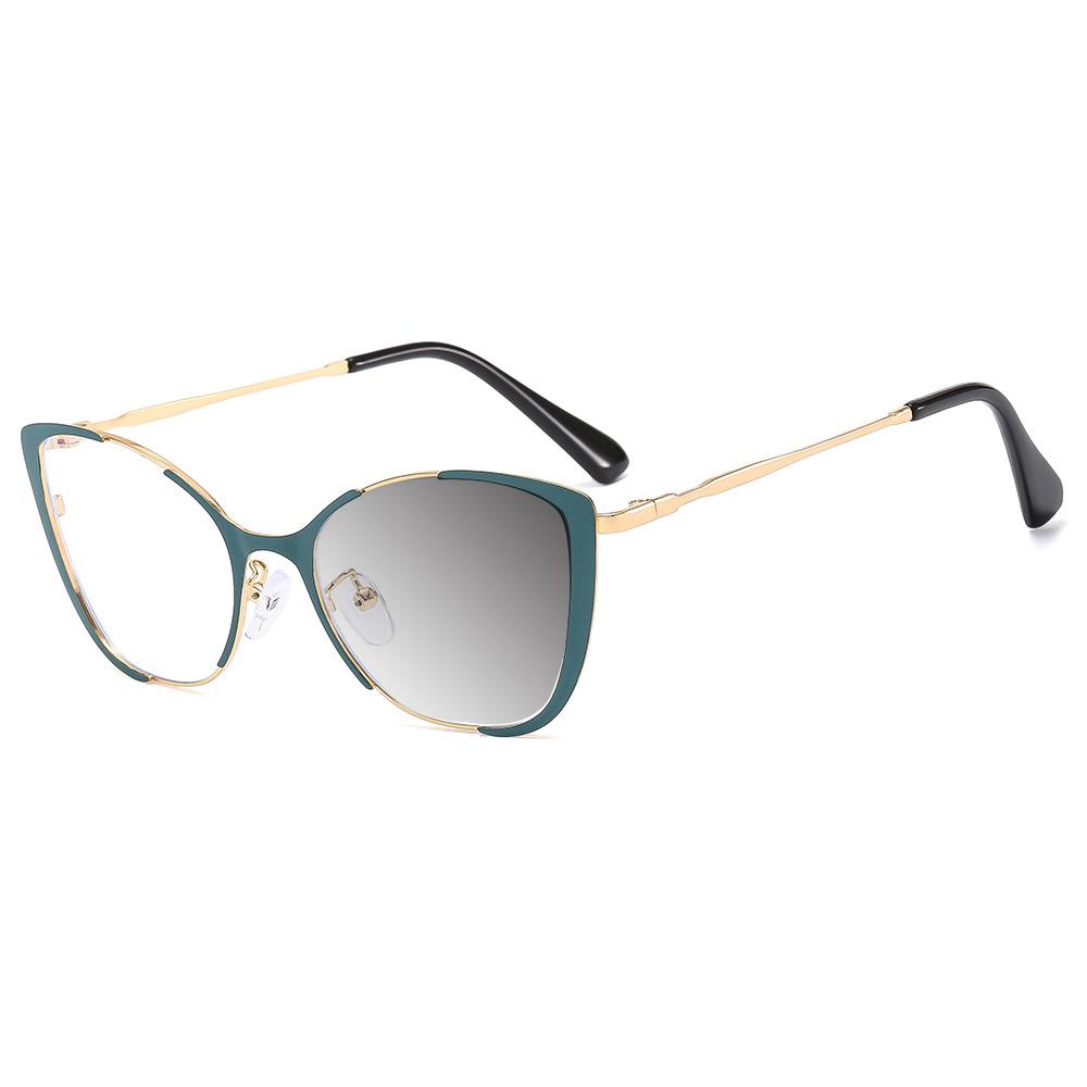 Brand Design Retro Small Cat Eye Patchwork Color Femal Frame Photochromic Anti Blue Light Computer Women Custom Reading Glasses