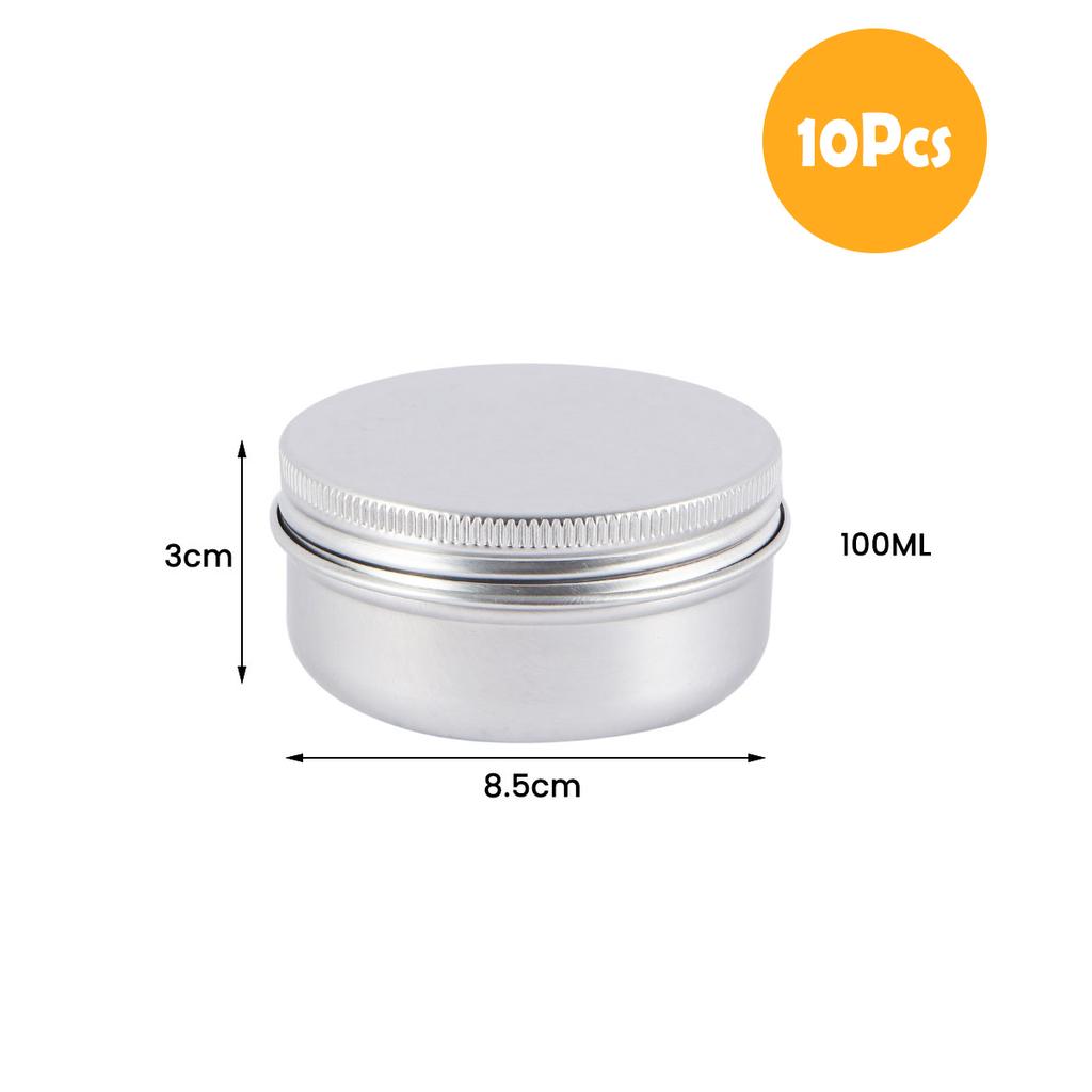 10PCS/Set 50/100ML Metal Round Tins Aluminum Empty Silver Cans With Screw Lid Jars For Salve Spices Candles Lipstick Cosmetic