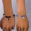 2Pcs Cute Cat Pendant Jewelry Matching Magnetic Couple Bracelets For Lovers Natural Stone Beaded Bangles Valentine Gift