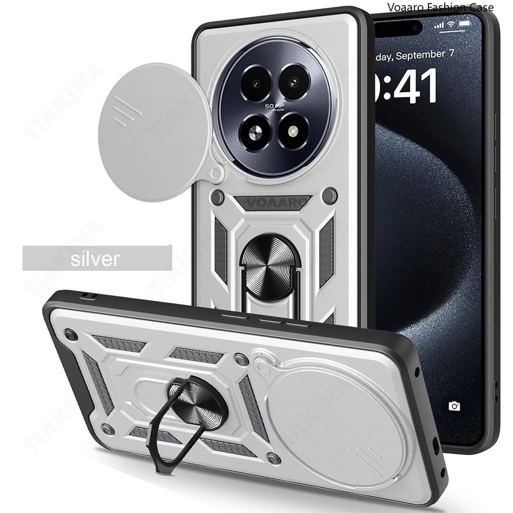 

Slide Lens Armor Funda for Realme 13 Plus 5G Case Magnetic Ring Stand Cover for Realme 13 Pro 5G China P1 Speed 5G Global Case Realme P1 Speed 5G серебряный