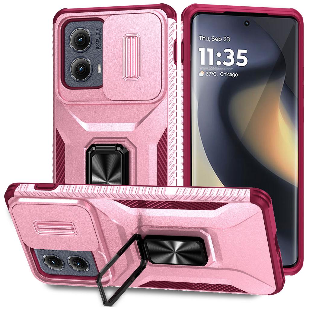 Für Motorola Edge (2024) 5G Hülle Camshield Ständer TPU+PC Rutschfeste Handyhülle