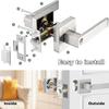 Door Lever Handle Lock,Interior Door Handle with Lock and Key Square Entry Door Handle for Bedroom Office Left or Right Handing (Silver)