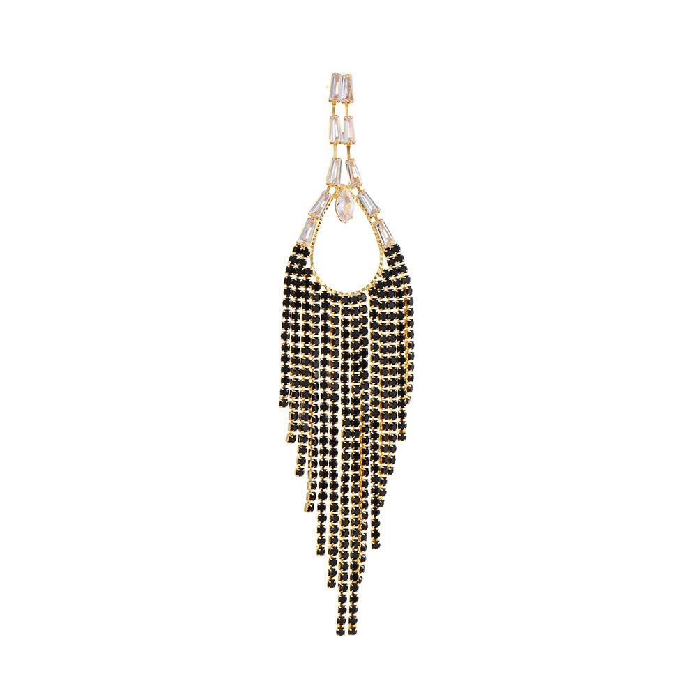 Elegant European & American Long Tassel Rhinestone Zircon Earrings