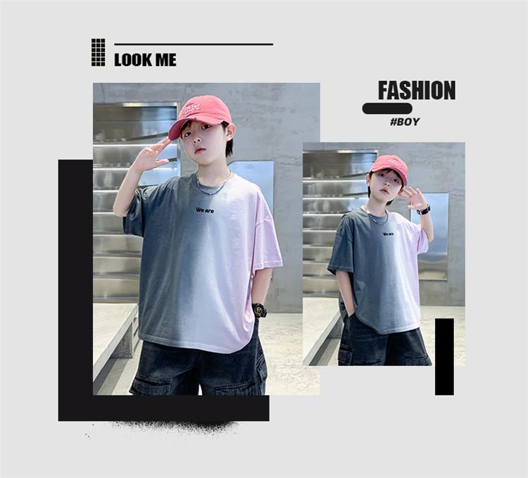 Boys' handsome short sleeved T-shirt 2026 new style big children's summer clothes half sleeved summer top boys' T-shirt trendy T