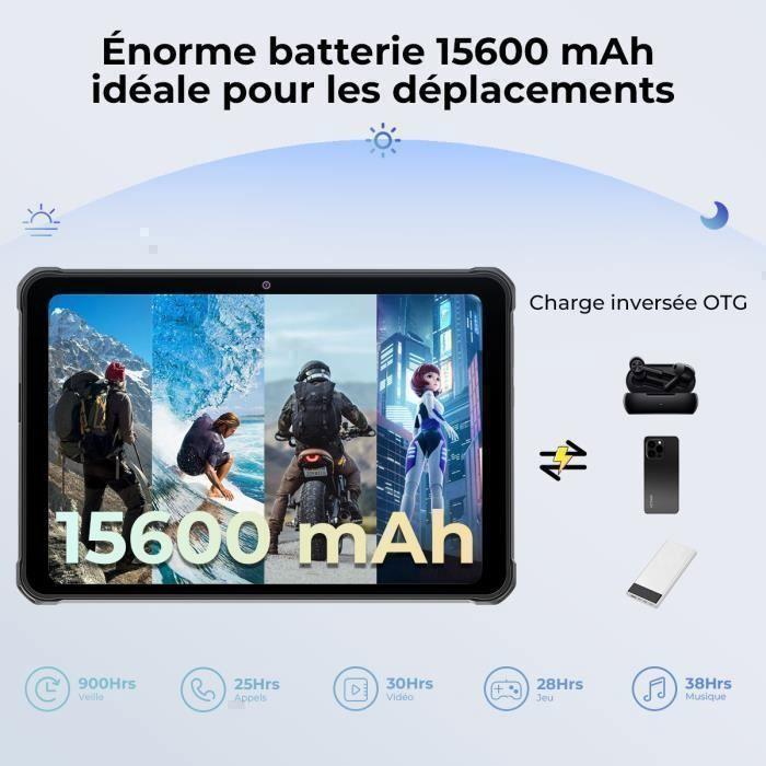 Tablette Robuste HOTWAV R6 Pro 8Go+128Go 10.1" FHD+ 15600mAh Tablette Tactile Android 13 IP68 Dual 4G/5G WiFi, Orange