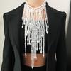 New Tassel Fashion Classic Imitation Pearl Necklace Multi-layer Design Waterfall High-end Long Stacked Wear Necklace