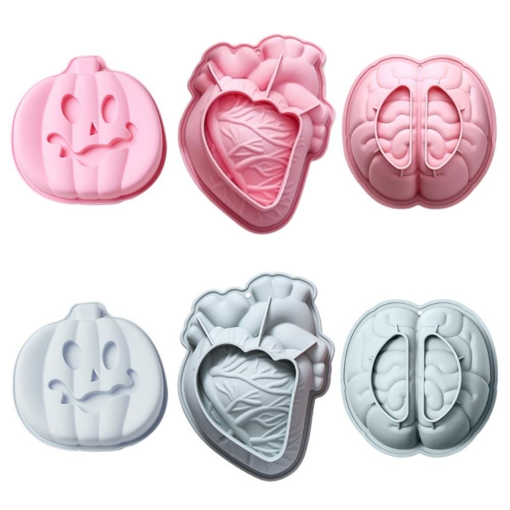DIY Brain Dessert Mold Non-Stick Halloween Baking Silicone Mold Heart shape Cake Mold  Fondant
