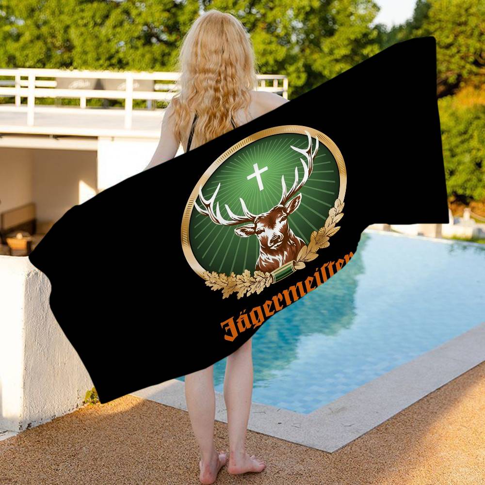 Jmg Household Supplies J-Jagermeisteres Logo Microfiber Blanket Quick Drying Beach Towels Oversized Printing Super Absorbent Pool Towel Blanket