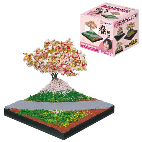 Artec Geobase Entry Cube First Diorama, Spring Scenery, 58245, Ogosi Tomoe, Mini Model, Basic, Beginner, Japanese Style, Easy, JOY Modeler, Plastic Mo