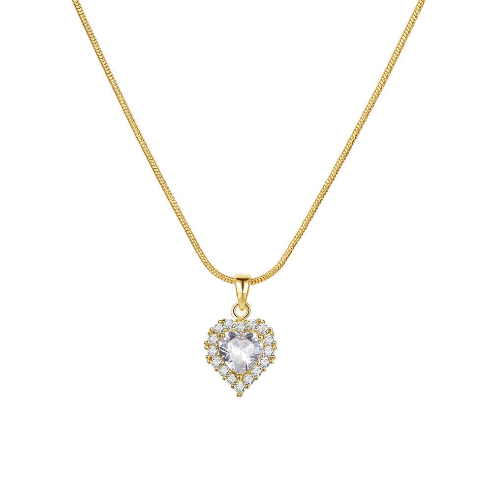 Sunflower Heart Zircon Copper Necklace for Women - Elegant, High-End Clavicle Chain Jewelry