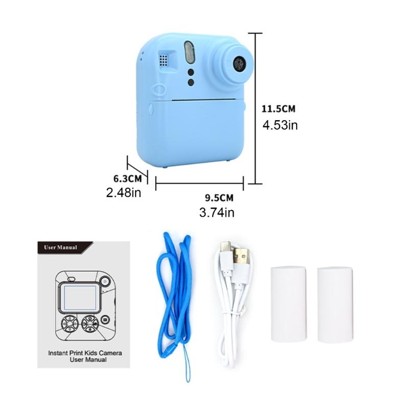 Kids Instantly Print Camera Thermals Printing Video Cameras With 48MP Resolution Clearly Video, Include 2Rolls Of Paper