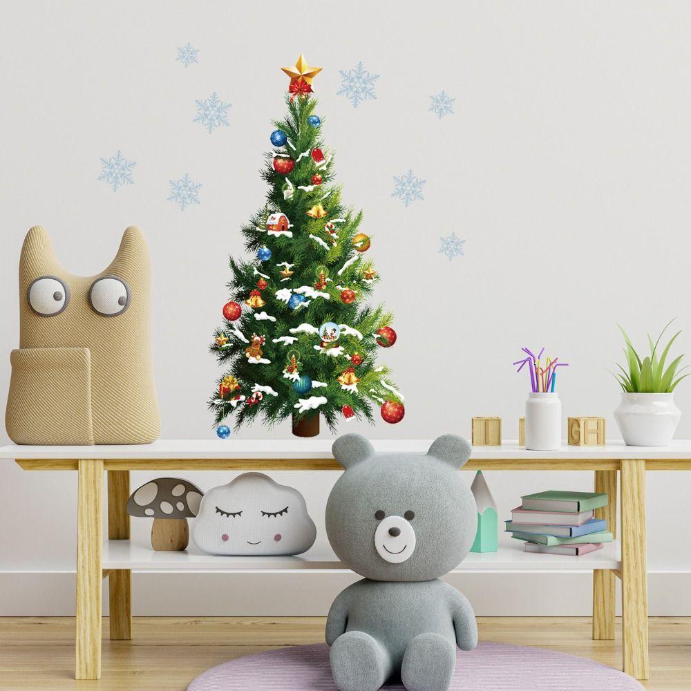 1/2Pcs/set PVC Xmas Tree Wall Stickers Removable Window Glass Decal Santa Claus Stickers  Home Decor