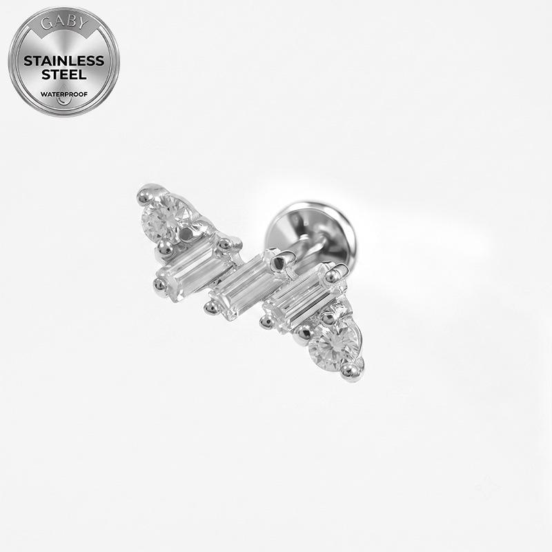 Euro Cross 316L Stainless Steel Leaf & Butterfly Ear Lip Stud