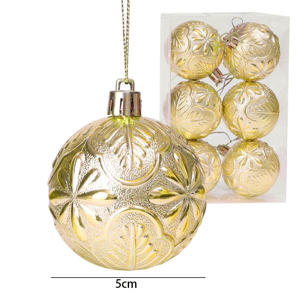 (6Pcs/pack)5cm Firework Electroplated Balls Christmas Tree Hanging Decoration Home Holiday Party New Year Gift Toy Xmas Ornament