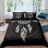 Dream Catcher Duvet Cover Set Purple Bedding Set Chic Boho Mandala Floral Feather Design Galaxy Comforter Cover Set Queen Size