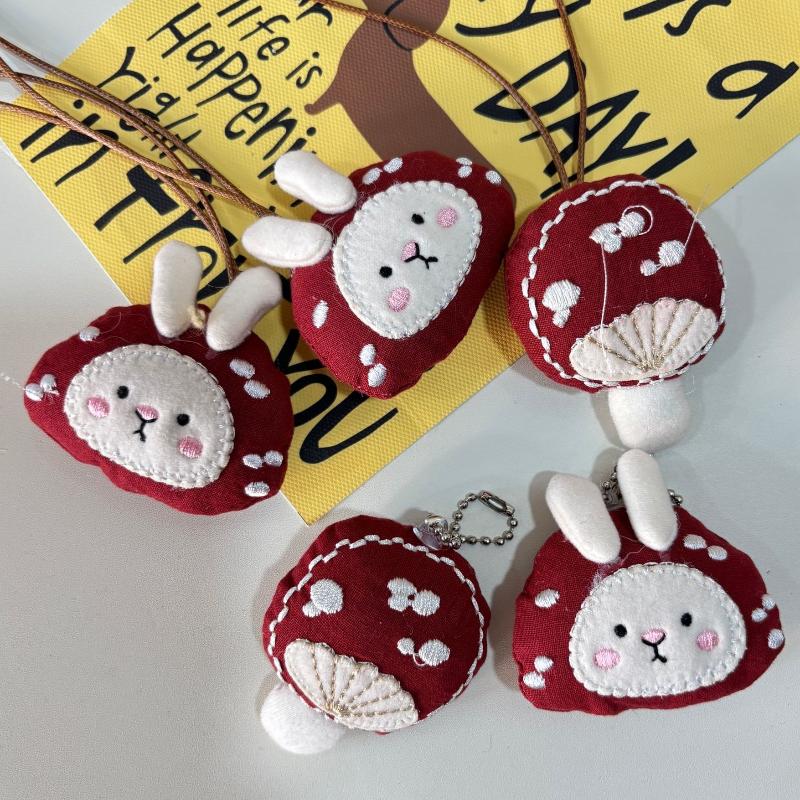 Cogumelo Coelho Tecido Brinquedo de Pelúcia Chaveiro Desenho Animado Coelho Boneca de Pelúcia Macia Pingente Anel de Chave de Carro Decoração de Bolsa Mochila Presente para Criança