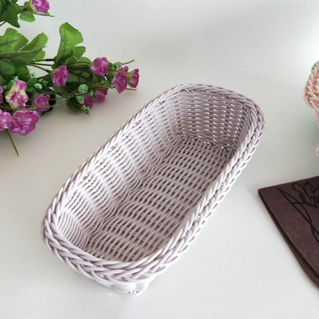 1Pcs Creative Fruit Storage Basket Rectangle Shaped Woven Plastic Dried Fruit Basket for Home Party KTV Candy Snacks Organizer