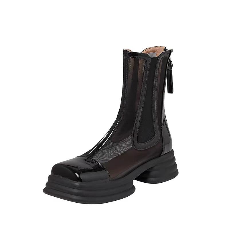 

Летние сетчатые классные ботинки 2025 года, новые сетчатые ботинки на толстой подошве, мягкие кожаные полые женские дышащие сетчатые короткие ботинки, сандалии, ботинки Martin 40