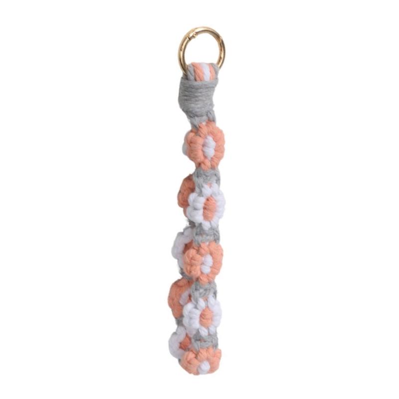 Handmade Crochet Daisy Keychain handwoven Cotton Rope Handwoven Bag Keys Accessory for Women Girls Gift