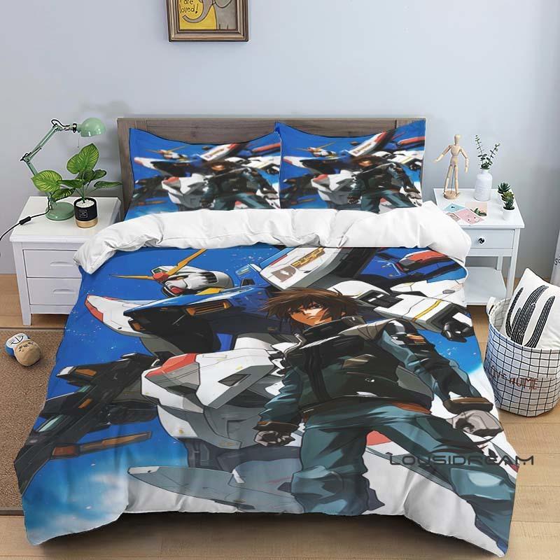 Cartoon/Anime Mobile Suit Gundam-Themed Printed Bedding Set: This soft and comfortable set includes a duvet cover and pillowcase