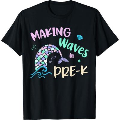 Making Waves In Pre-K Mermaid Back To School Girls T-Shirt