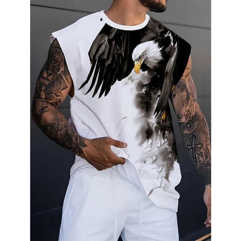 Men's Tank Top Sleeveless Shirt Patterned Duck O Neck Clothing 3D Print Everyday Sports Fitness Muscle Elements Gym Clothing Man