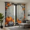 2PCS  HD Digital Curtain Printed Gray Tie Halloween Pumpkin Maple Leaf Home Decor Style Decorate Living Room Bedroom Wear Rod