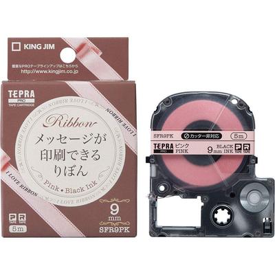 Genuine King Jim Tepra PRO Tape Cartridge, 9mm Ribbon, Pink with Black Text, 5m, SFR9PK