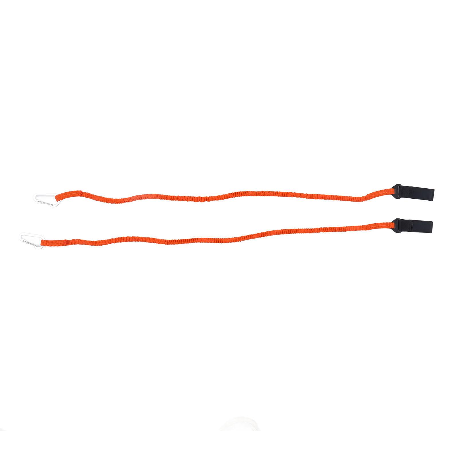 

2pcs Kayak Paddle Leashes Stretchable Safety Canoe Paddle Leash Kayak Accessories with Belt Buckle and Hook Orange