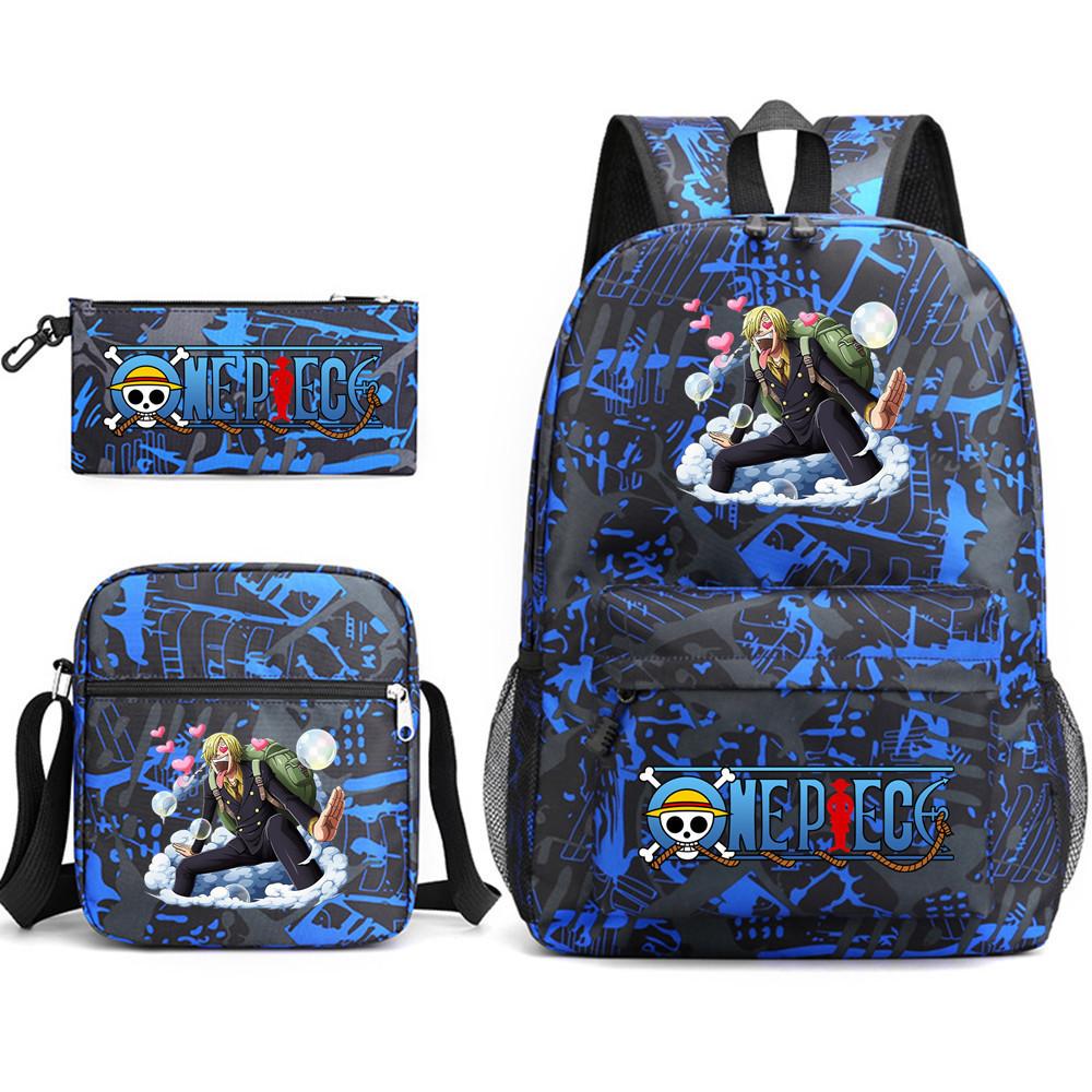 One Piece Anime Rucksack für Schüler Outdoor Campus Schultasche mit Federmäppchen Digitaldruck