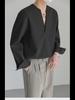 Korean-Style Men's Solid Color V-Neck Long-Sleeve Casual Pullover Shirt