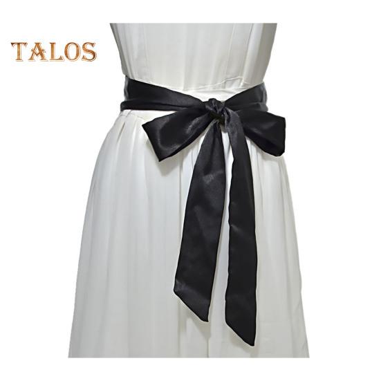 Women Belt Smooth Satin Lace-up Bowknot Decorative Belt Adjustable Length Bow Tie Design Formal Waistband