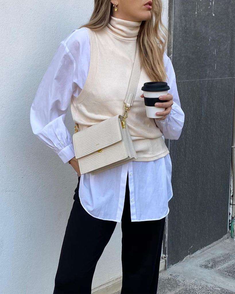 [JW PEI] Mini Flap Mini Shoulder Bag - Ivory White with Lizard Embossing