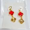 Chinese Style Lucky Four-Leaf Clover Earrings: Red Retro Christmas Aesthetic