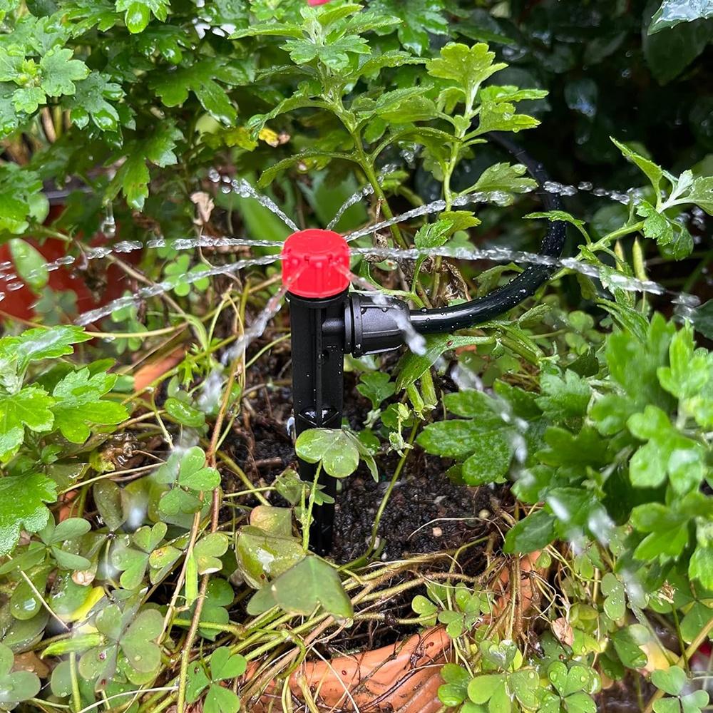 Drip Irrigation Emitters Adjustable with Stake for 1/4" Drip Irrigation Tubing Irrigation Drippers for Garden Watering System