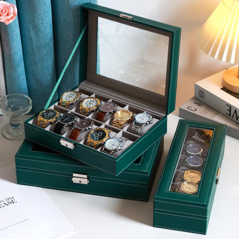 Benya Green Lockable Leather Watch Storage & Display Box
