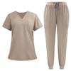 Set da lavoro a maniche corte con scollo a V da donna - Uniforme a due pezzi per il lavoro