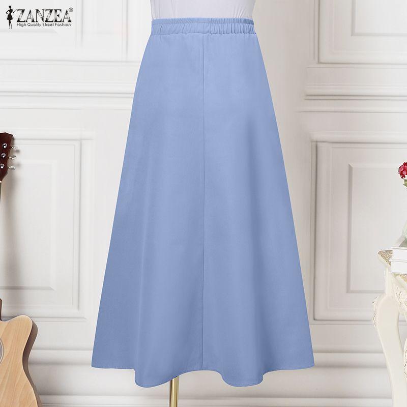 ZANZEA Damskie luźne, długie spódnice w pasie na co dzień