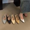 Fashion Bailamos Women Flats Low Heel Slingback Sandals Slip On Shallow Mules Shoes Pointed Toe Female Office Lady Work Shoes Mujer