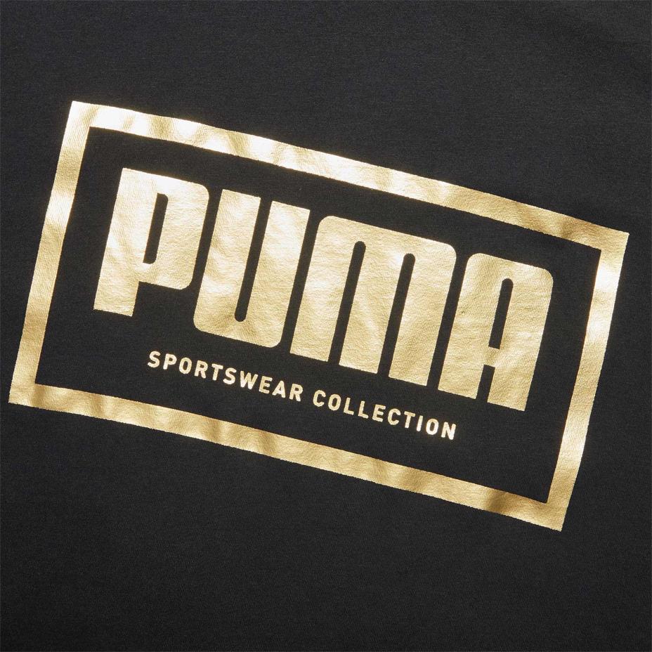 Puma Metallic Foil Logo Sports Short Sleeve T-Shirt Men Tops Black 587587-01