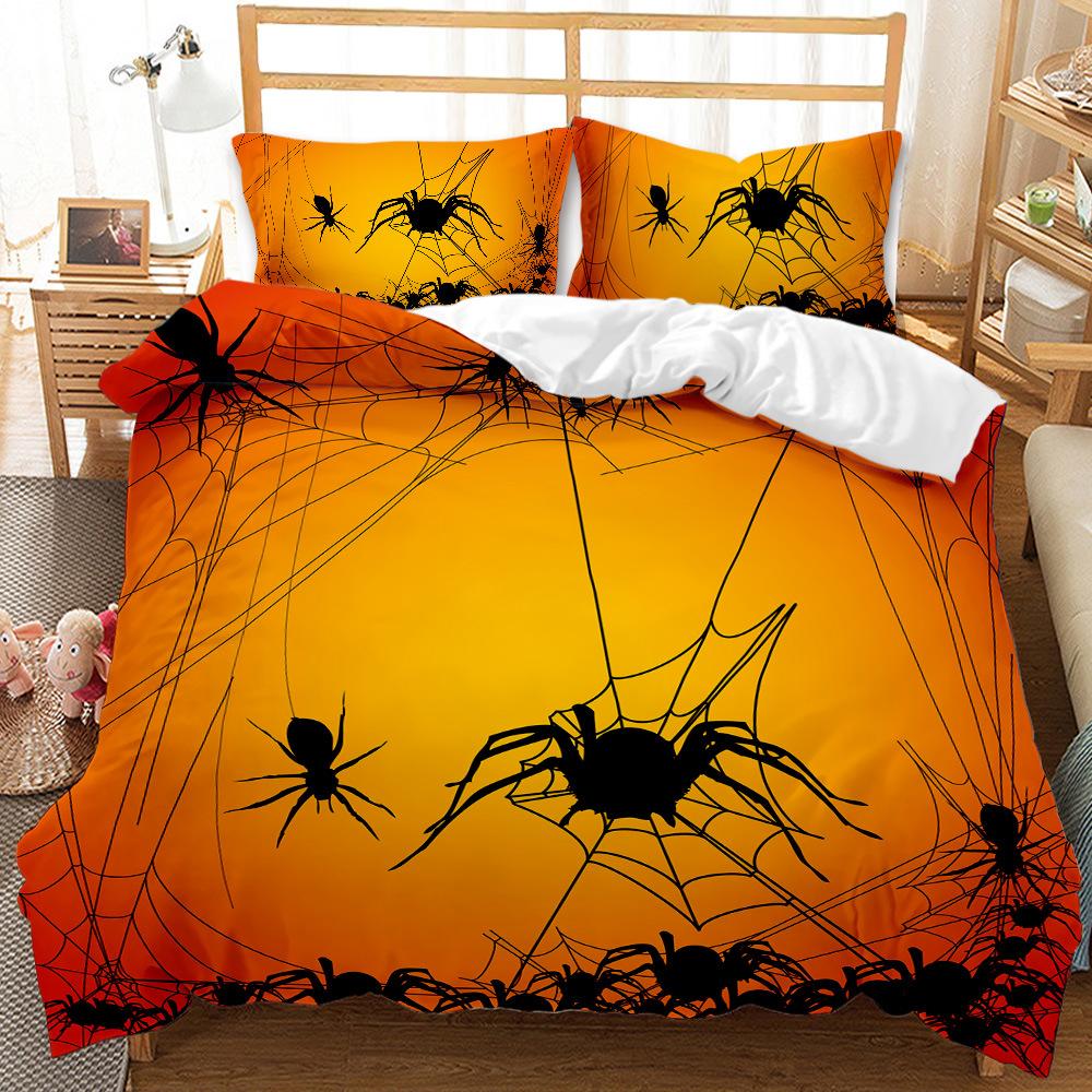 Comforter Tarantula Print Beddengoed Set Zwart Bruin Spider Dekbed Insect Thema Zachte Dekbedovertrek Voor Kinderen Tiener Wit